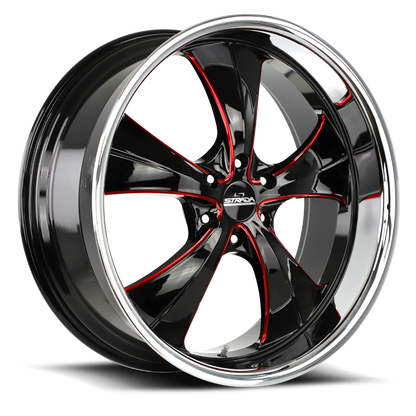 STRADA STREET CLASSICS C02 OLD SKOOL 24X10 15MM 5X115 GLOSS BLACK CANDY RED MILLED S | C02451515GBMLRSS