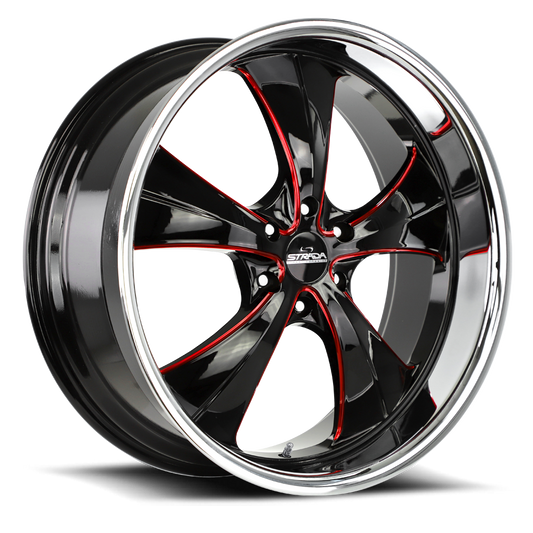 STRADA STREET CLASSICS C02 OLD SKOOL 24X10 15MM 5X115 GLOSS BLACK CANDY RED MILLED S | C02451515GBMLRSS