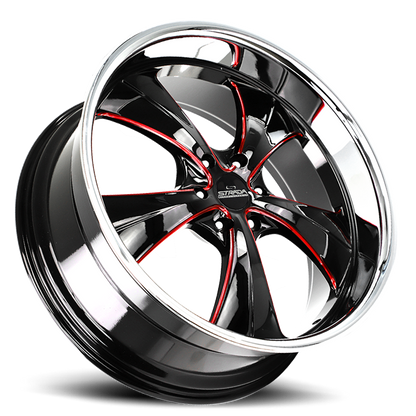 STRADA STREET CLASSICS C02 OLD SKOOL 24X10 24MM 6X139.7 GLOSS BLACK CANDY RED MILLED S | C02463924GBMLRSS