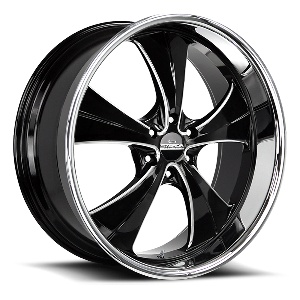 STRADA STREET CLASSICS C02 OLD SKOOL 24X10 25MM 5X120 GLOSS BLACK MILLED SS LIP | C02452025GBMLSS
