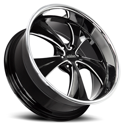 STRADA STREET CLASSICS C02 OLD SKOOL 24X10 15MM 5X115 GLOSS BLACK MILLED SS LIP | C02451515GBMLSS