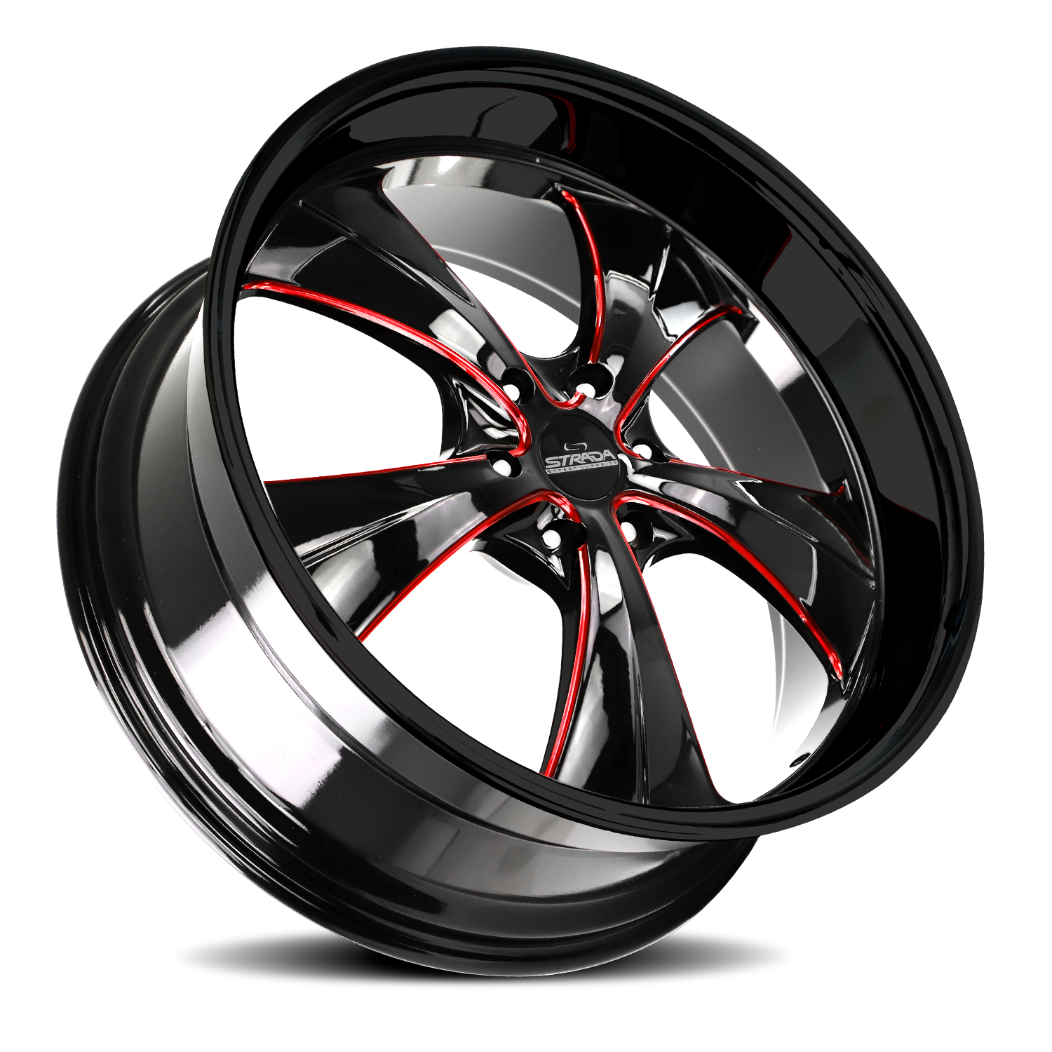 STRADA STREET CLASSICS C02 OLD SKOOL 24X10 15MM 5X115 GLOSS BLACK CANDY RED MILLED | C02451515GBMLR