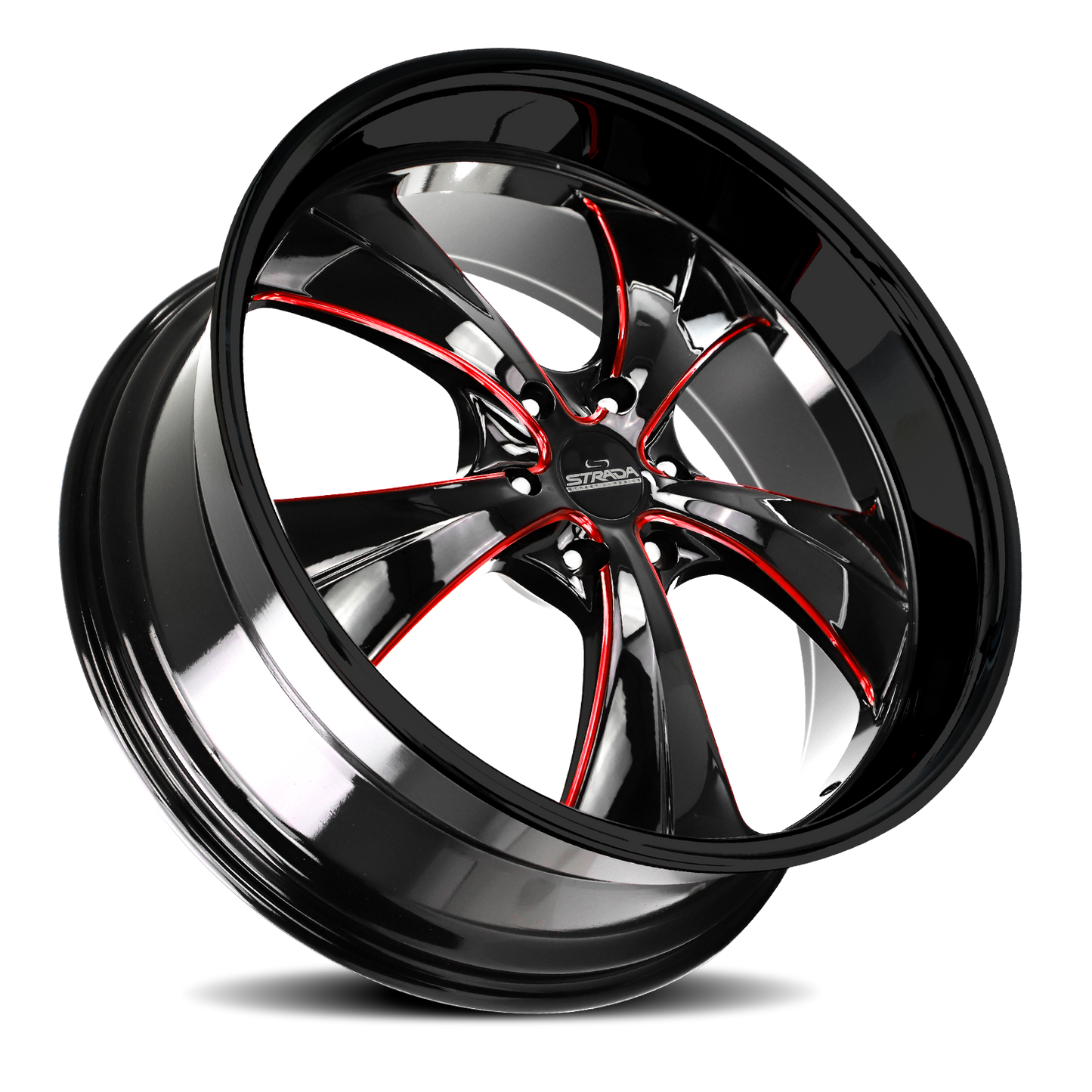 STRADA STREET CLASSICS C02 OLD SKOOL 24X10 15MM 5X127 GLOSS BLACK CANDY RED MILLED | C02452715GBMLR