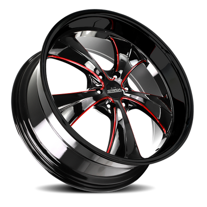 STRADA STREET CLASSICS C02 OLD SKOOL 24X10 24MM 6X139.7 GLOSS BLACK CANDY RED MILLED | C02463924GBMLR