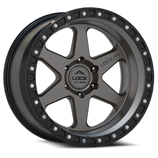 LOCK OFFROAD OLYMPUS 20X9 0 6X139.7 MATTE GREY W MATTE BLACK RING