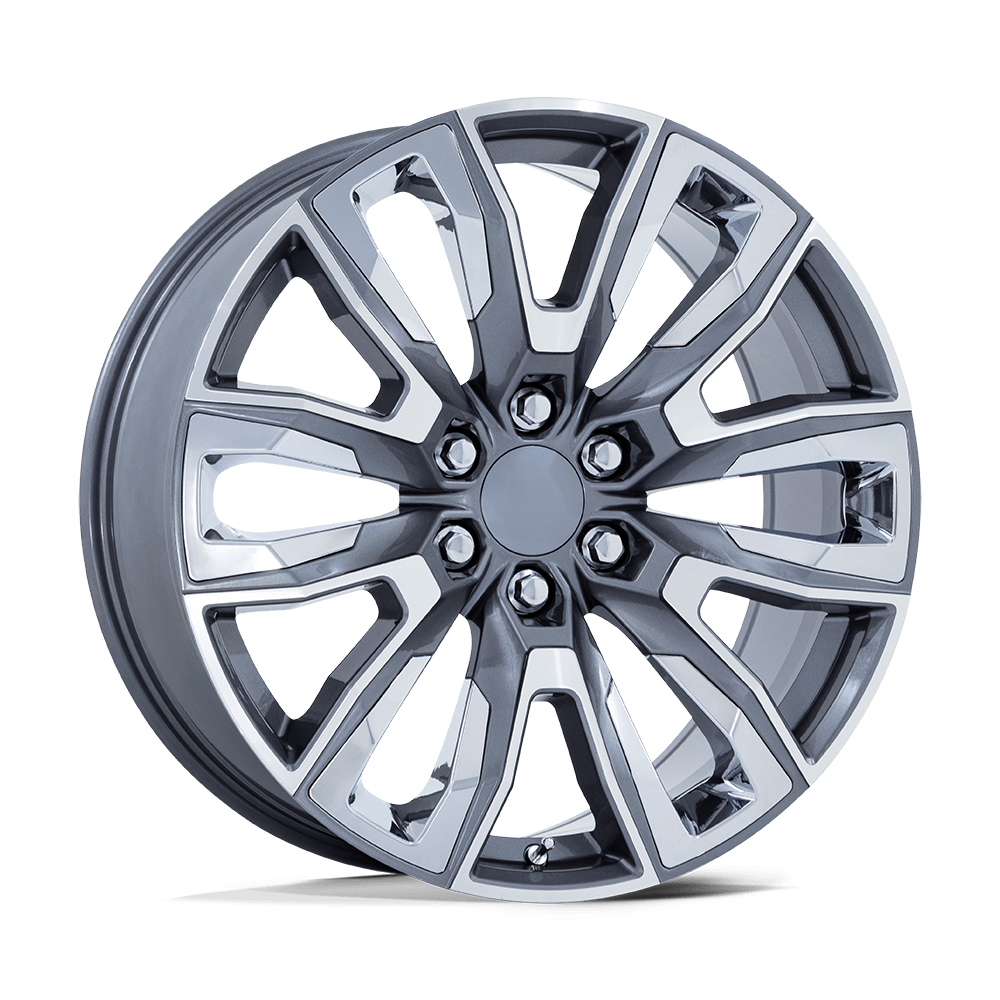 PERFORMANCE REPLICAS PR225 22x9 28 6x139.7 GLOSS GUNMETAL MACH W/ CHR ACC