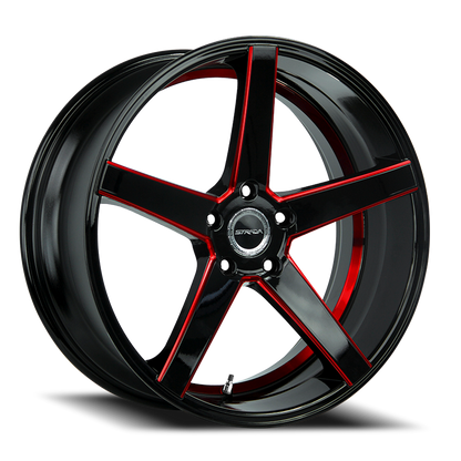 STRADA S35 PERFETTO 20X8.5 35MM 5X100 GLOSS BLACK CANDY RED MILLED | S35050035GBMLRS