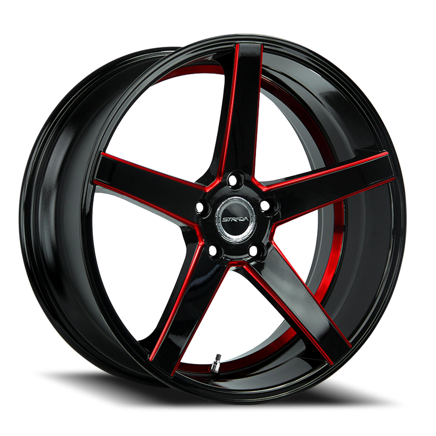 STRADA S35 PERFETTO 20X8.5 35MM 5X114.3 GLOSS BLACK CANDY RED MILLED | S35051435GBMLRS