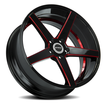 STRADA S35 PERFETTO 18X8 40MM 5X108 GLOSS BLACK CANDY RED MILLED | S35850840GBMLRS