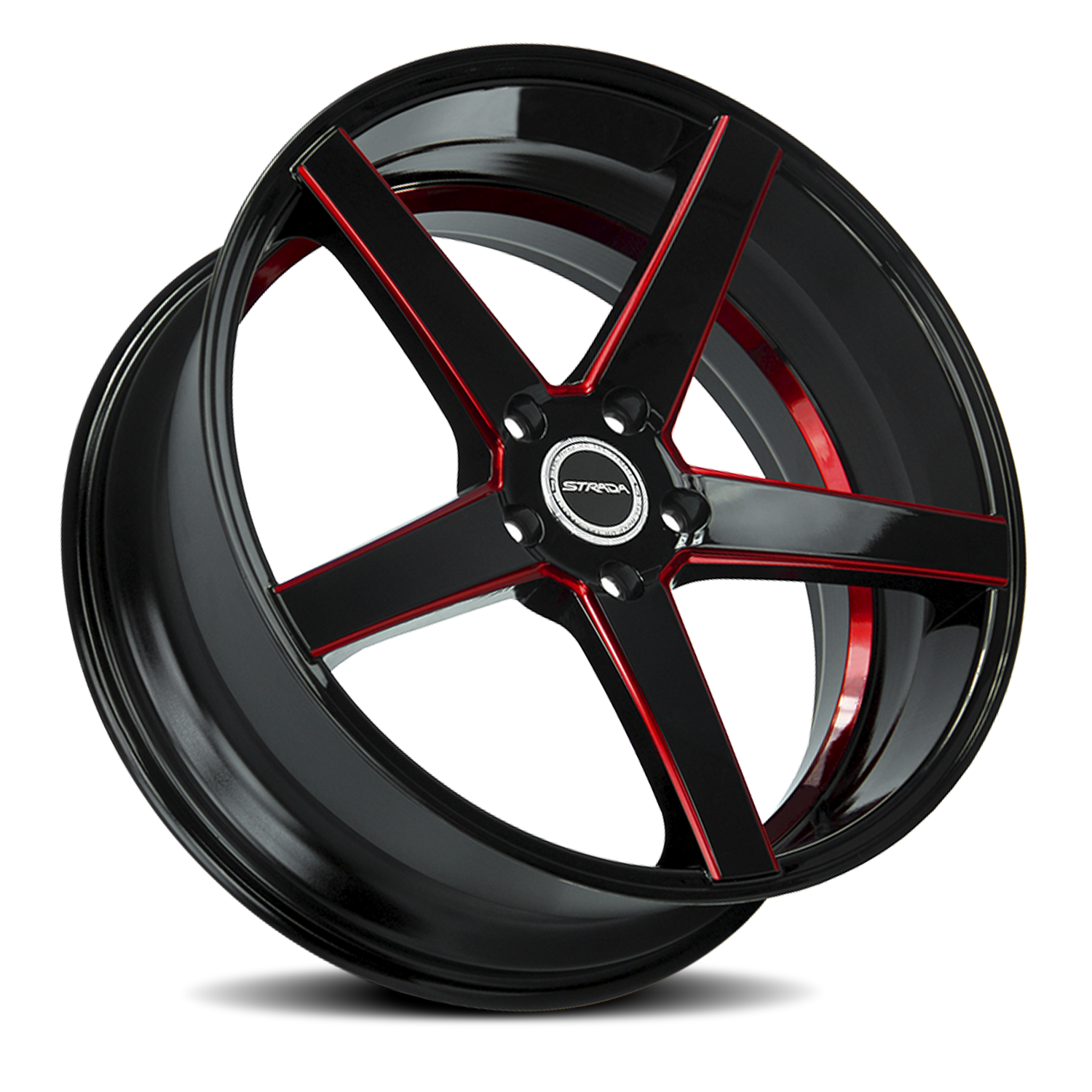 STRADA S35 PERFETTO 20X8.5 35MM 5X100 GLOSS BLACK CANDY RED MILLED | S35050035GBMLRS