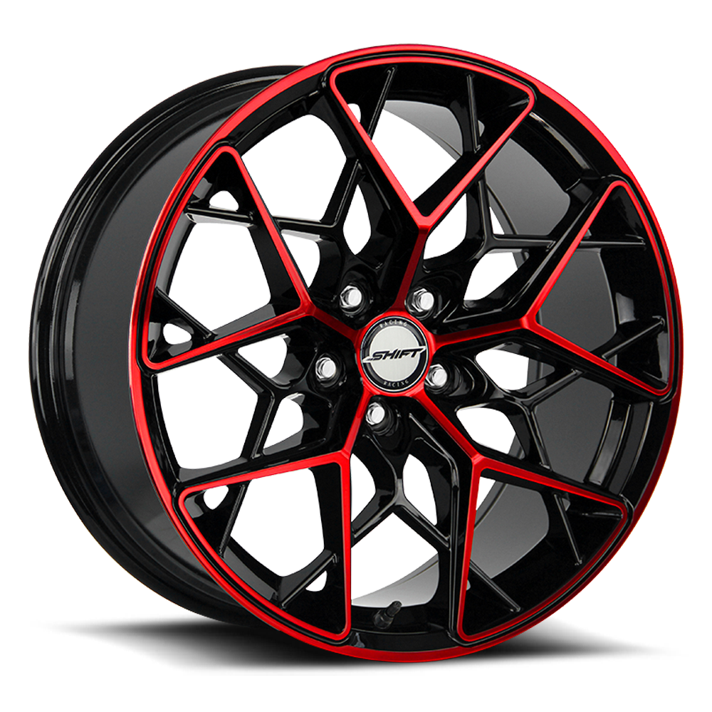 SHIFT H35 PISTON 18X8.5 35MM 5X100 GLOSS BLACK CANDY RED MACHINE | H35850035GBMR