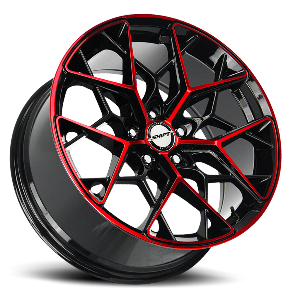 SHIFT H35 PISTON 18X8.5 35MM 5X108 GLOSS BLACK CANDY RED MACHINE | H35850835GBMR