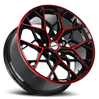 SHIFT H35 PISTON 20X8.5 32MM 5X112 GLOSS BLACK CANDY RED MACHINE | H35051232GBMR