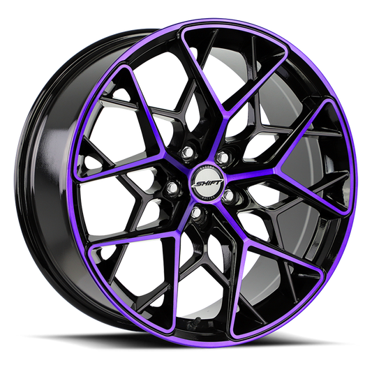 SHIFT H35 PISTON 18X8.5 35MM 5X120 GLOSS BLACK PURPLE MACHINED | H35852035GBMP
