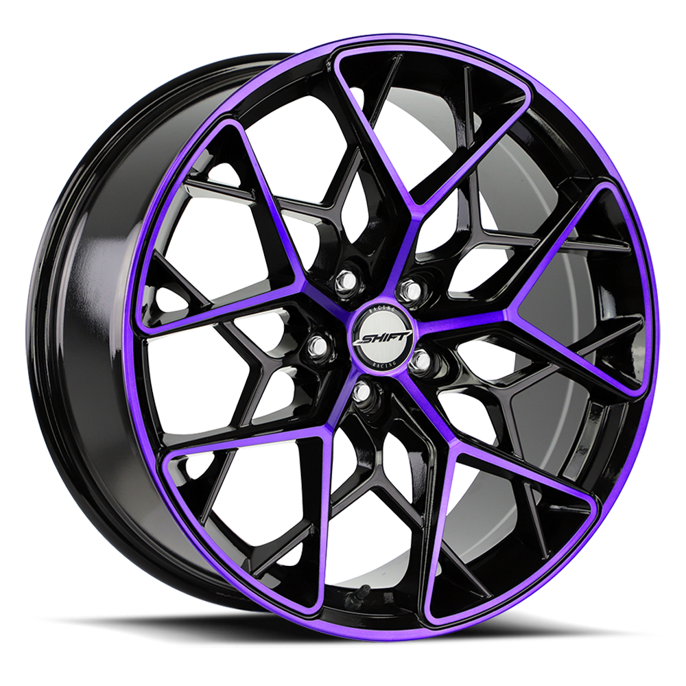 SHIFT H35 PISTON 18X8.5 35MM 5X114.3 GLOSS BLACK PURPLE MACHINED | H35851435GBMP
