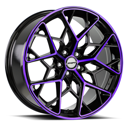 SHIFT H35 PISTON 18X8.5 35MM 5X114.3 GLOSS BLACK PURPLE MACHINED | H35851435GBMP