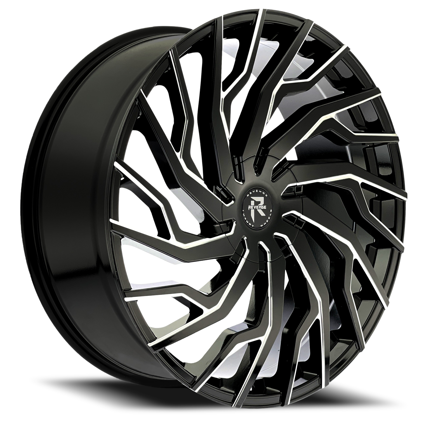 REVENGE LUXURY RL-101 22X8.5 35 5X112/5X114.3 BLACK MILLED WINDOWS