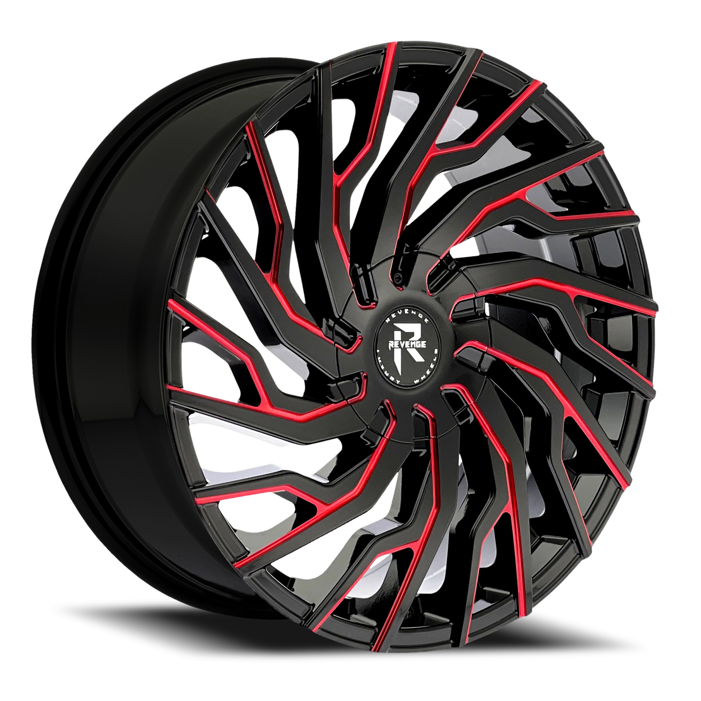 REVENGE LUXURY RL-101 20X8.5 35 5X120/5X114.3 BLACK RED MILLED