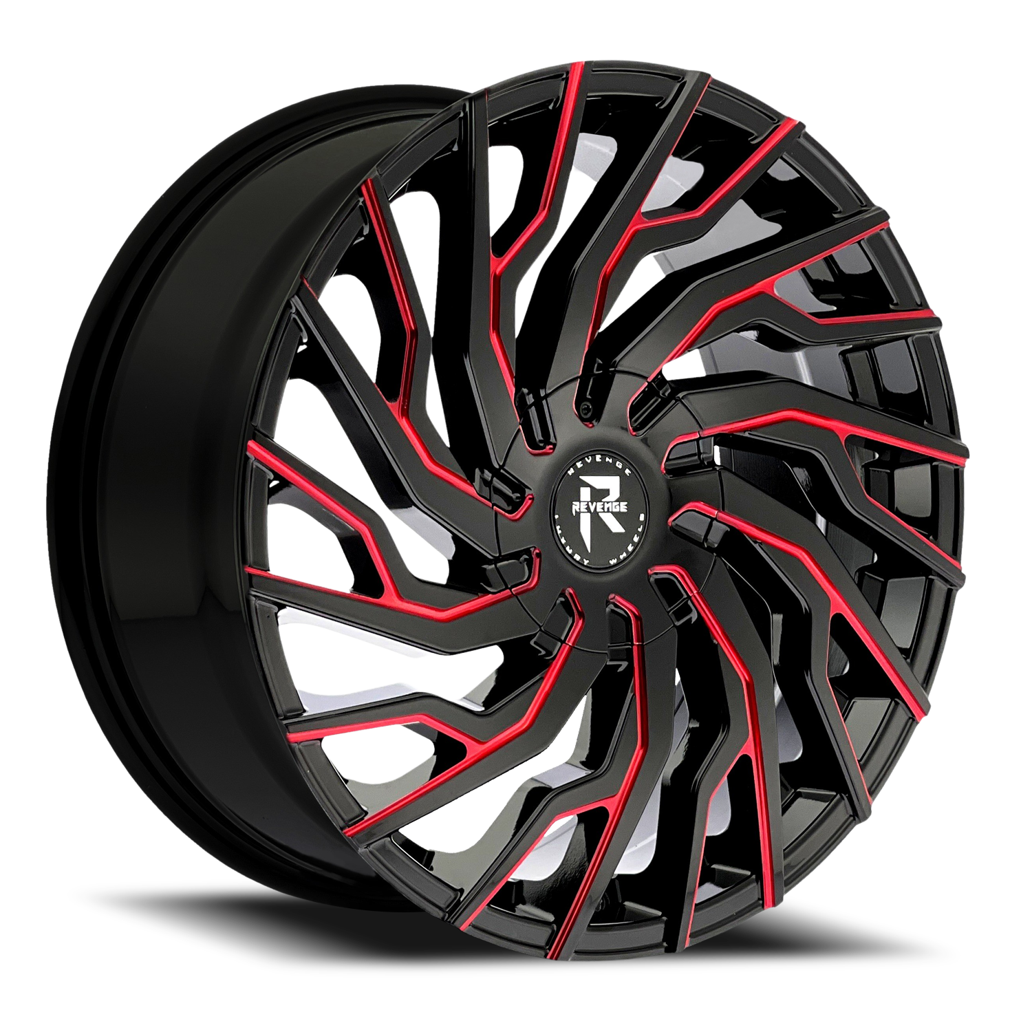REVENGE LUXURY RL-101 22X8.5 35 5X120/5X114.3 BLACK RED MILLED
