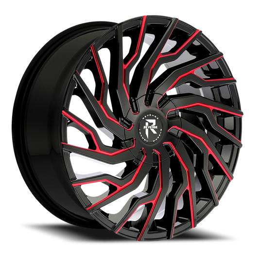 REVENGE LUXURY RL-101 22X8.5 35 5X120/5X114.3 BLACK RED MILLED