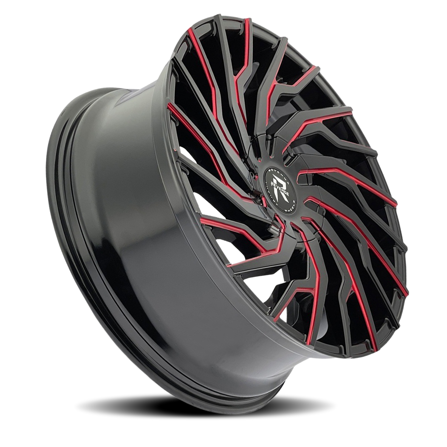 REVENGE LUXURY RL-101 22X8.5 35 5X120/5X114.3 BLACK RED MILLED