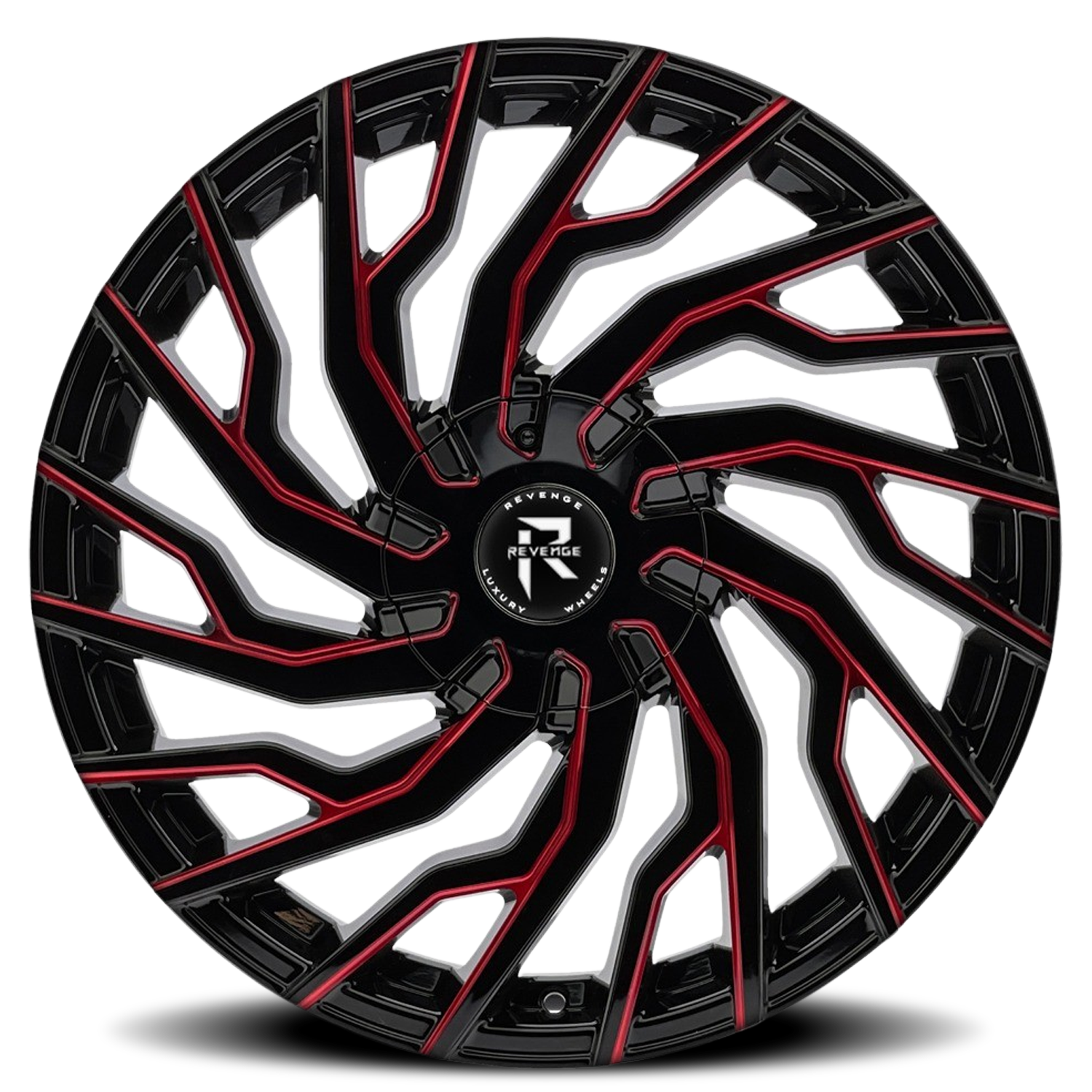 REVENGE LUXURY RL-101 22X8.5 35 5X120/5X114.3 BLACK RED MILLED