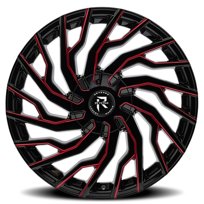 REVENGE LUXURY RL-101 22X8.5 35 5X120/5X114.3 BLACK RED MILLED