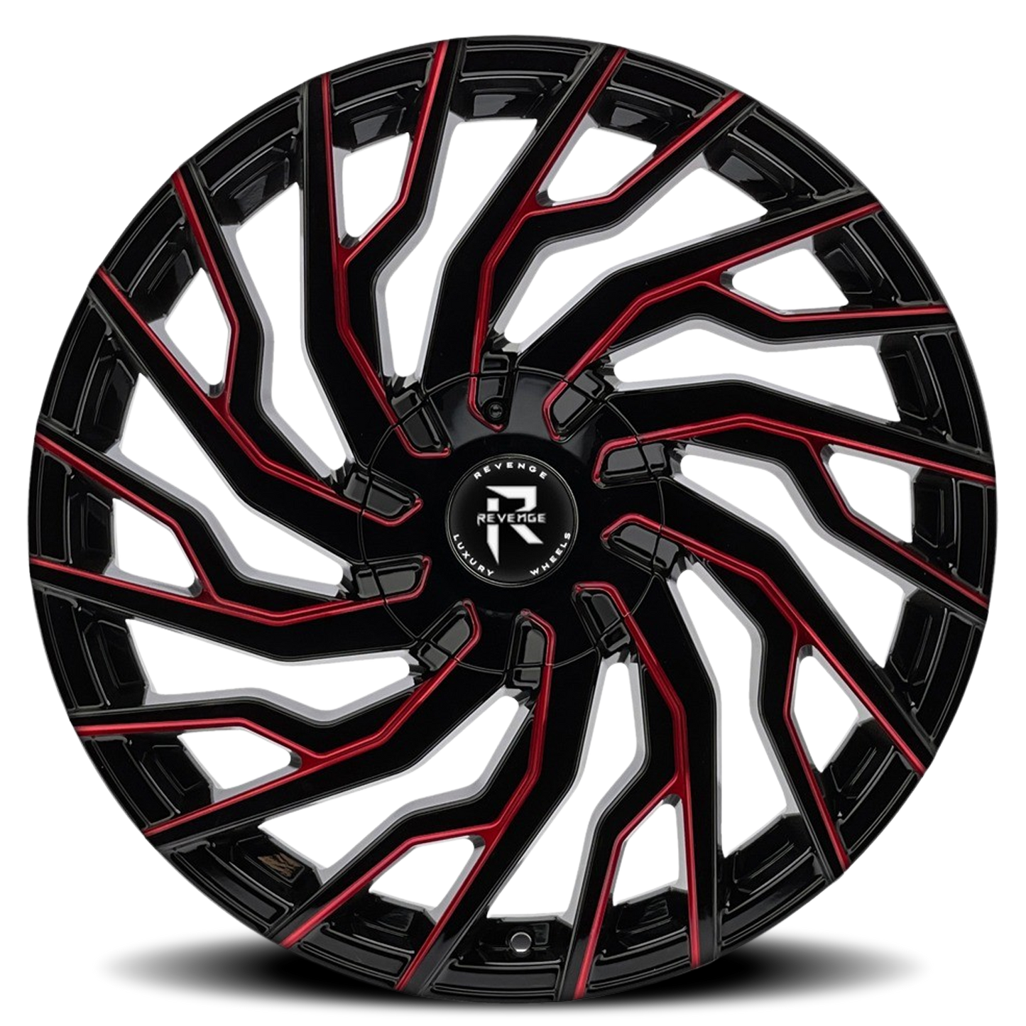 REVENGE LUXURY RL-101 20X8.5 35 5X120/5X114.3 BLACK RED MILLED