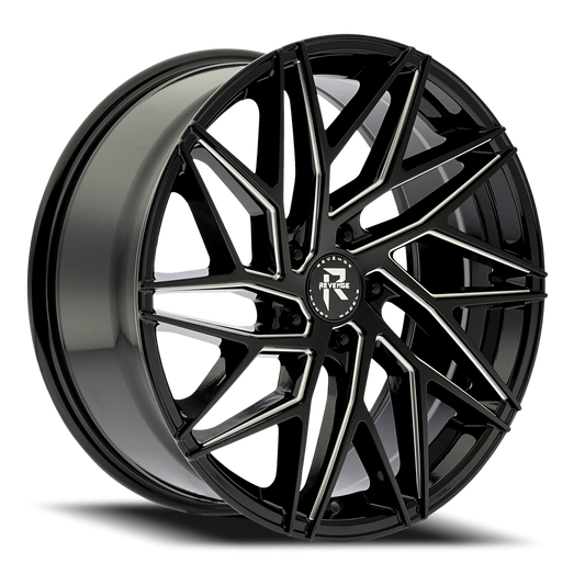 REVENGE LUXURY RL-102 22X9 35 5X114.3 BLACK MILLED WINDOWS