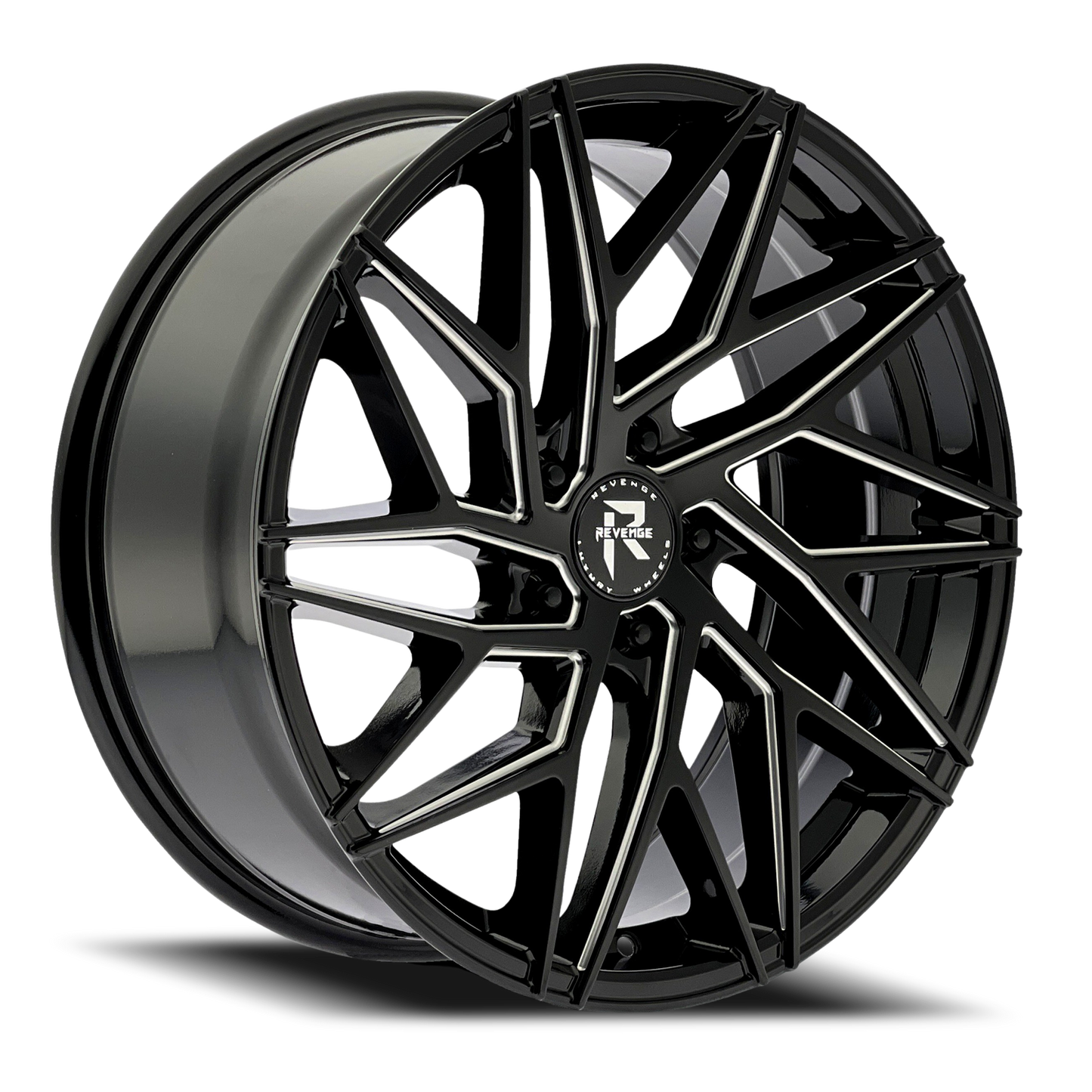 REVENGE LUXURY RL-102 20X8.5 35 5X114.3 BLACK MILLED WINDOWS