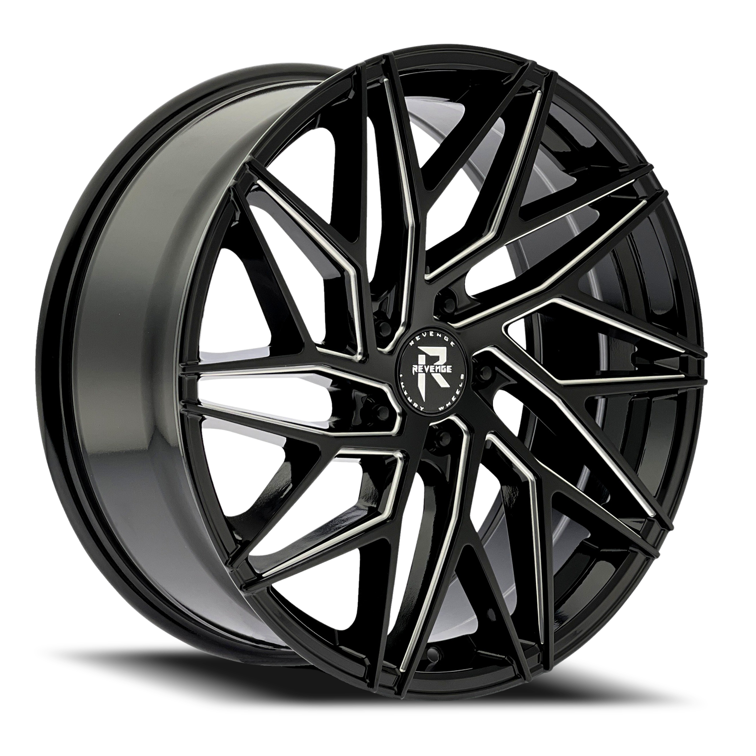 REVENGE LUXURY RL-102 20X8.5 35 5X114.3 BLACK MILLED WINDOWS