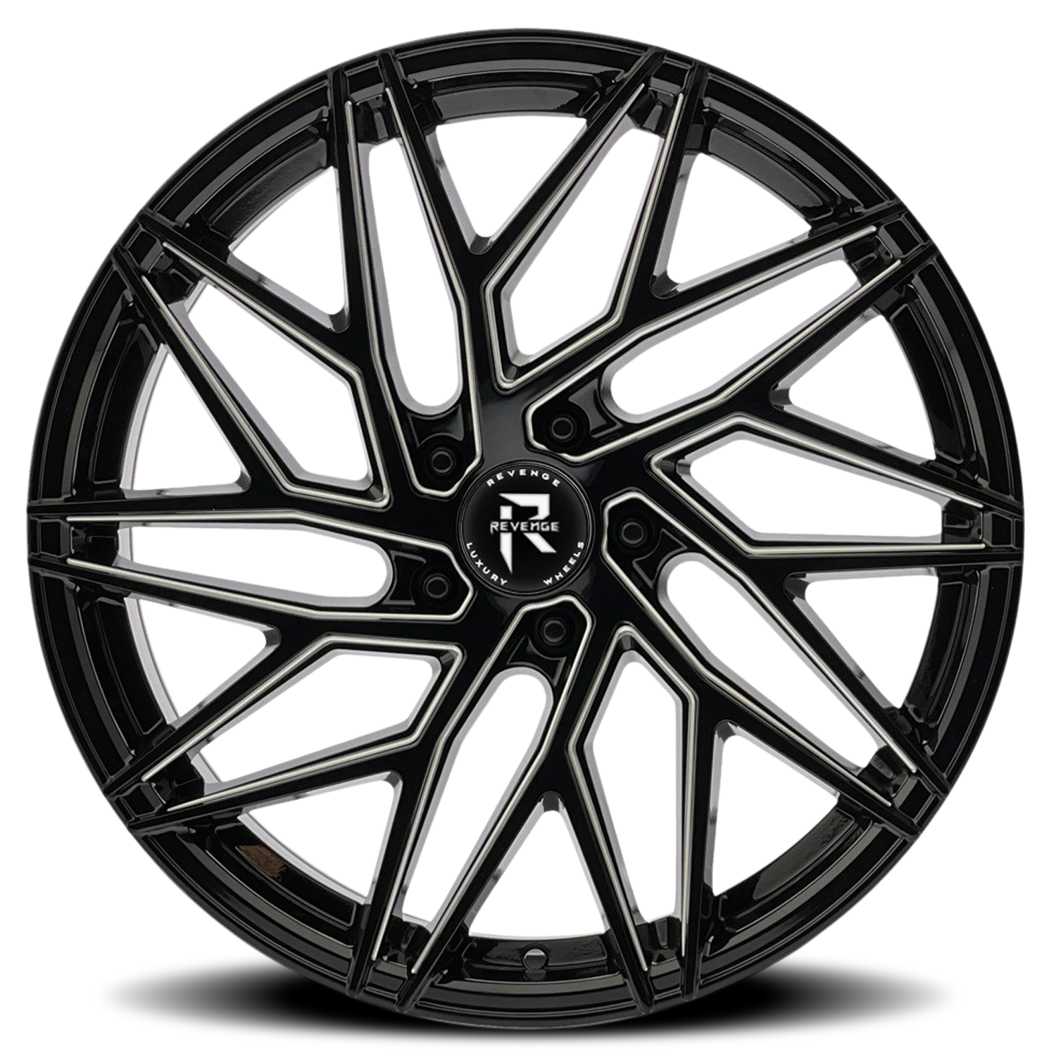 REVENGE LUXURY RL-102 20X8.5 35 5X114.3 BLACK MILLED WINDOWS