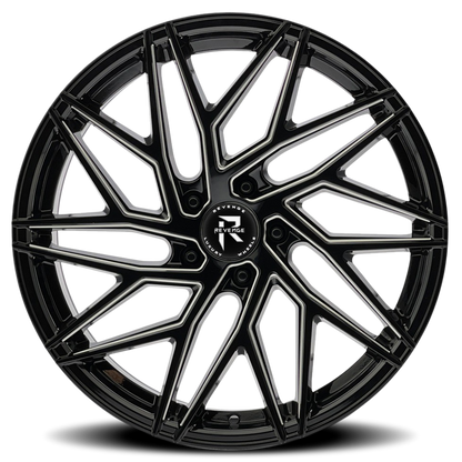 REVENGE LUXURY RL-102 22X9 35 5X120 BLACK MILLED WINDOWS