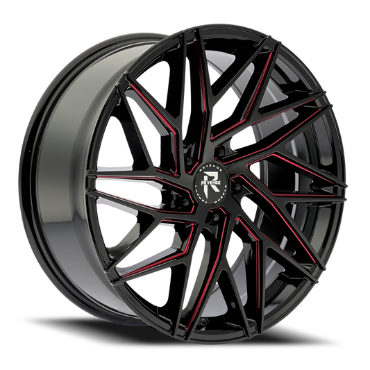 REVENGE LUXURY RL-102 22X9 35 5X112 BLACK RED MILLED