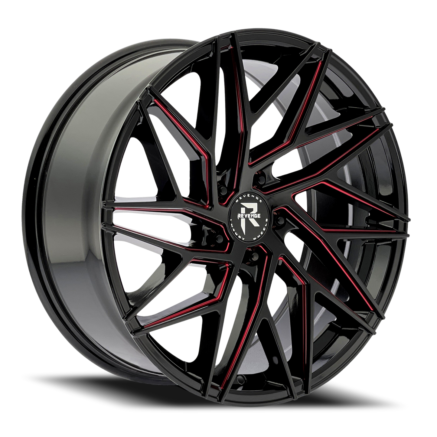 REVENGE LUXURY RL-102 22X9 20 5X115 BLACK RED MILLED