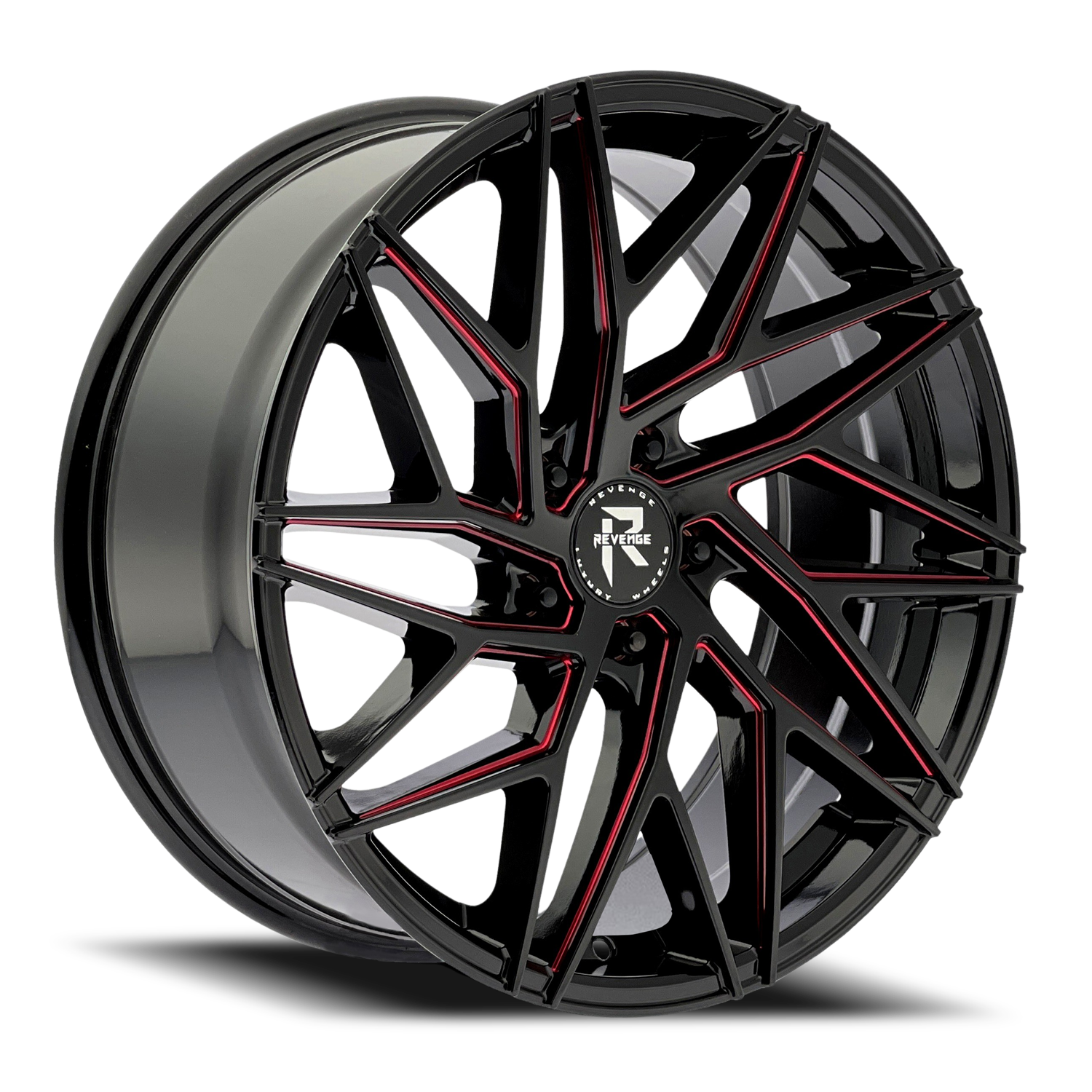 REVENGE LUXURY RL-102 22X9 20 5X115 BLACK RED MILLED
