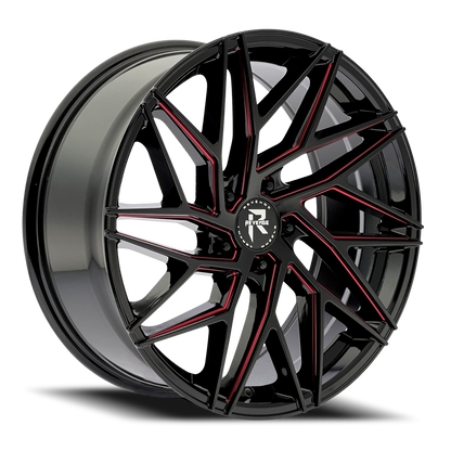 REVENGE LUXURY RL-102 20X8.5 35 5X120 BLACK RED MILLED