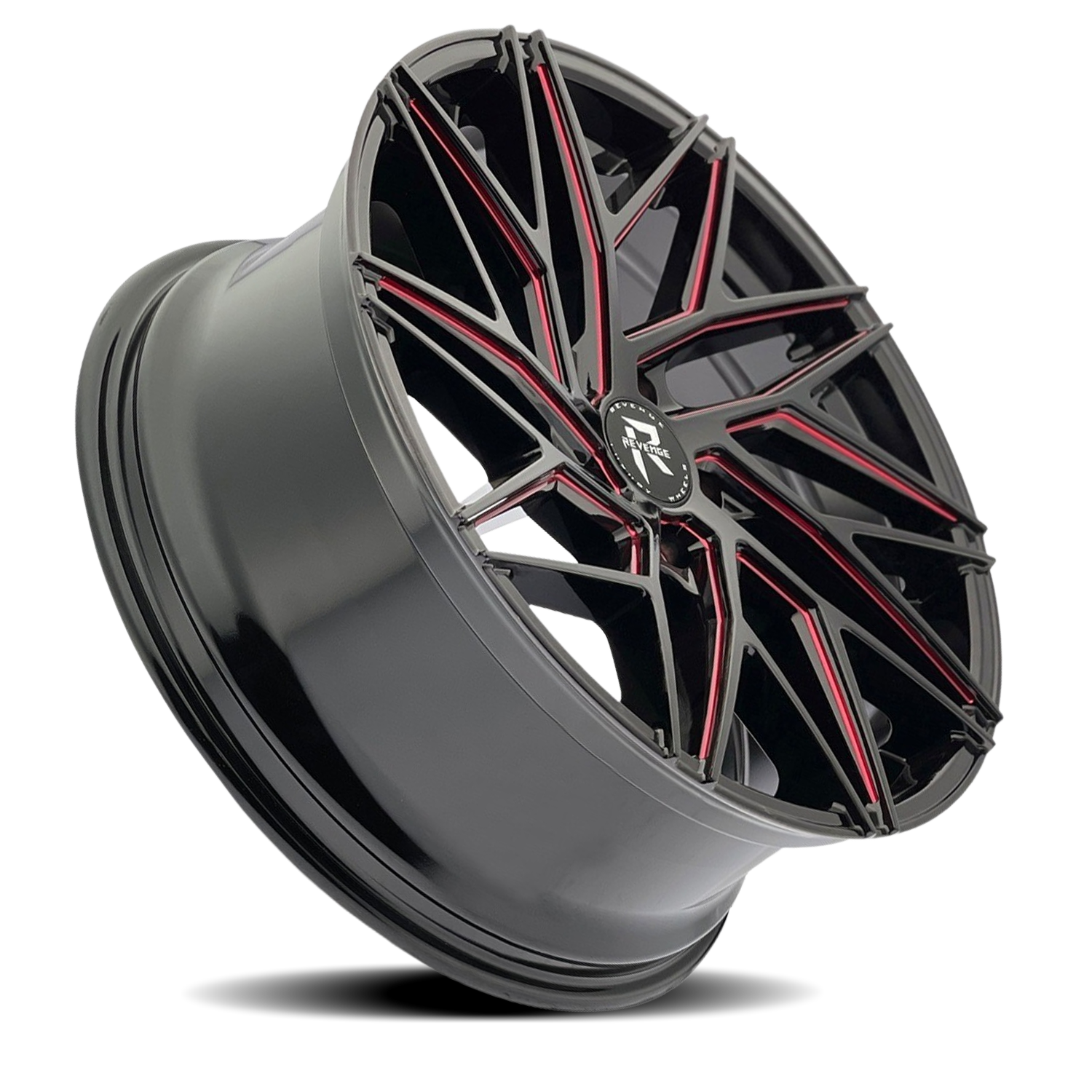 REVENGE LUXURY RL-102 20X8.5 35 5X120 BLACK RED MILLED