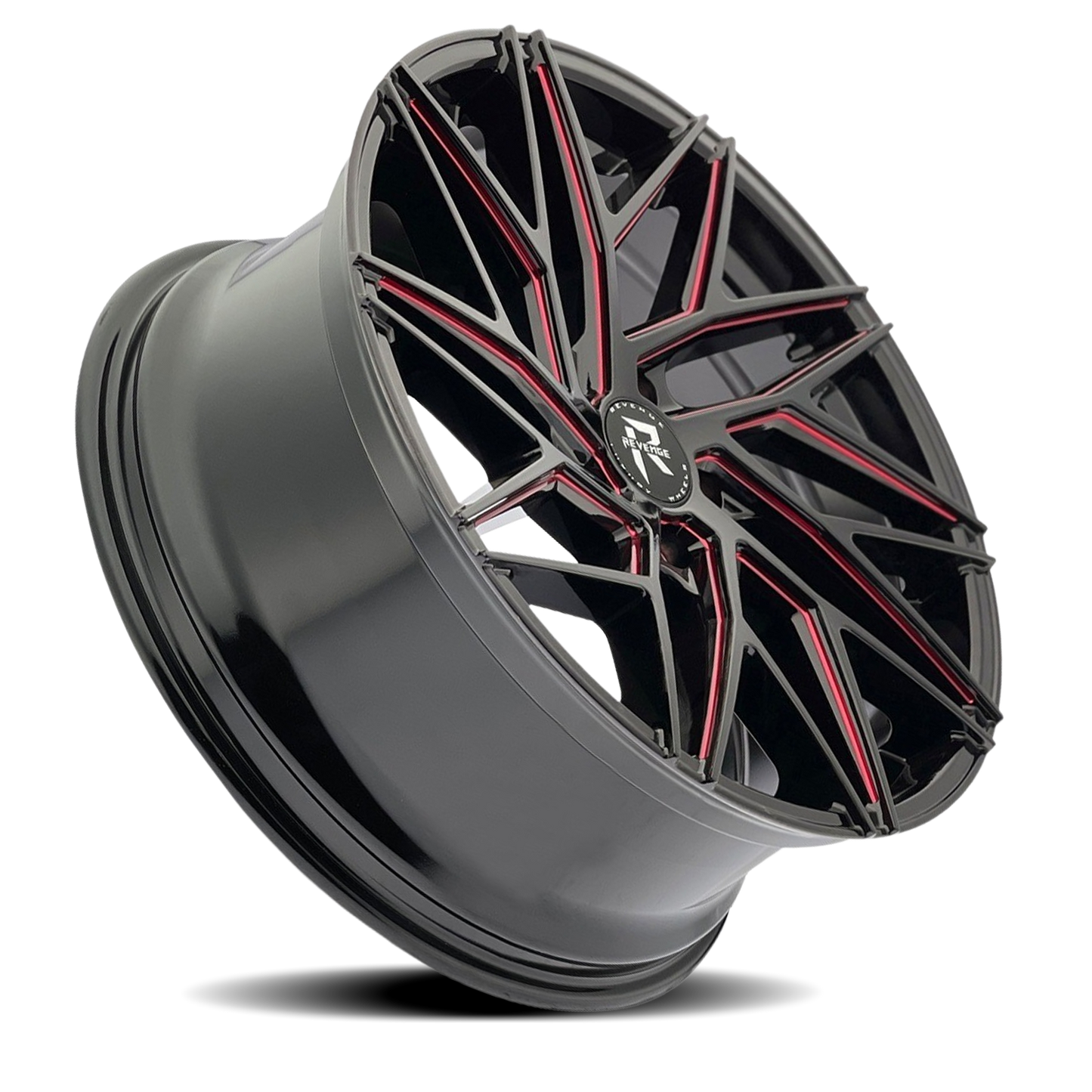 REVENGE LUXURY RL-102 22X9 35 5X114.3 BLACK RED MILLED