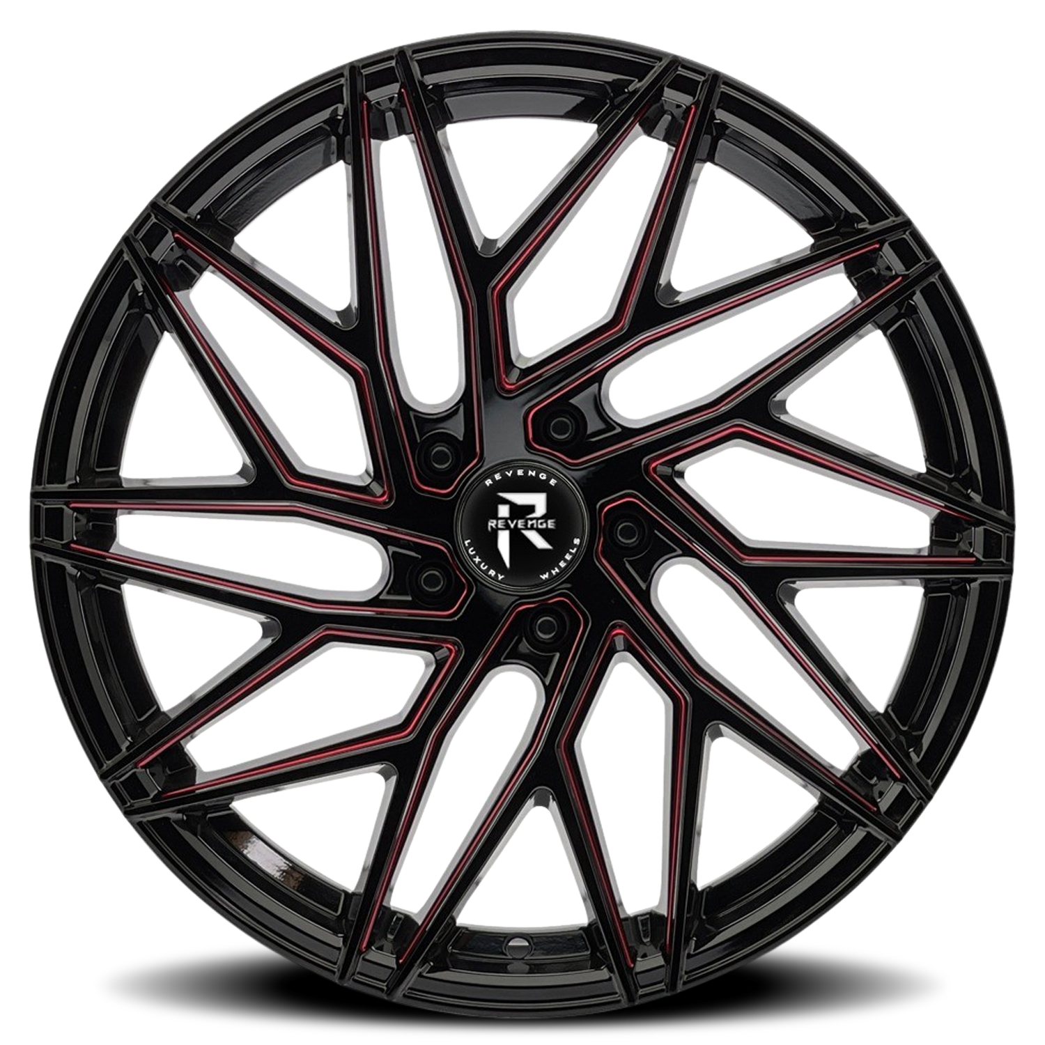 REVENGE LUXURY RL-102 22X9 35 5X120 BLACK RED MILLED