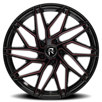 REVENGE LUXURY RL-102 20X8.5 35 5X120 BLACK RED MILLED