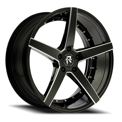 REVENGE LUXURY RL-103 20X8.5 35 5X114.3 BLACK MILLED WINDOWS