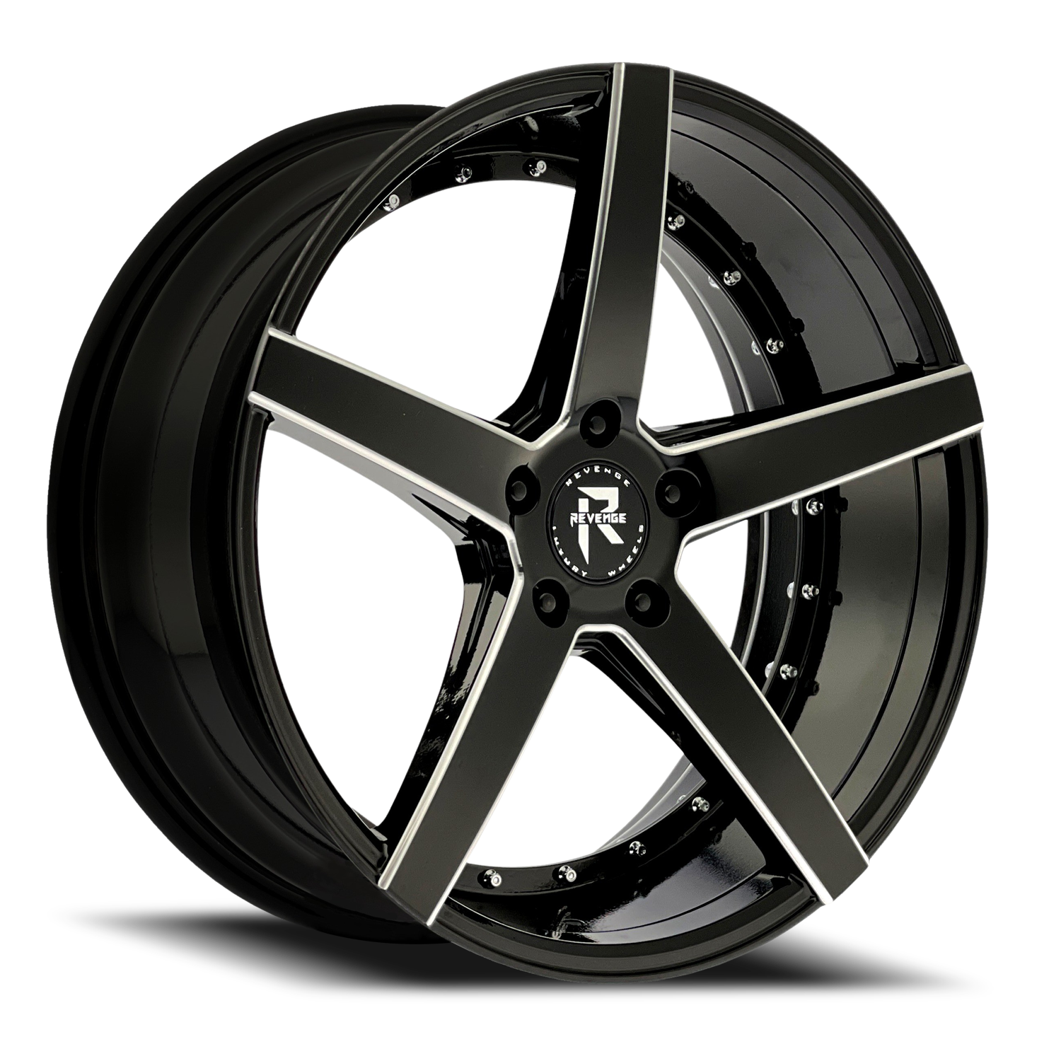 REVENGE LUXURY RL-103 20X8.5 35 5X120 BLACK MILLED WINDOWS