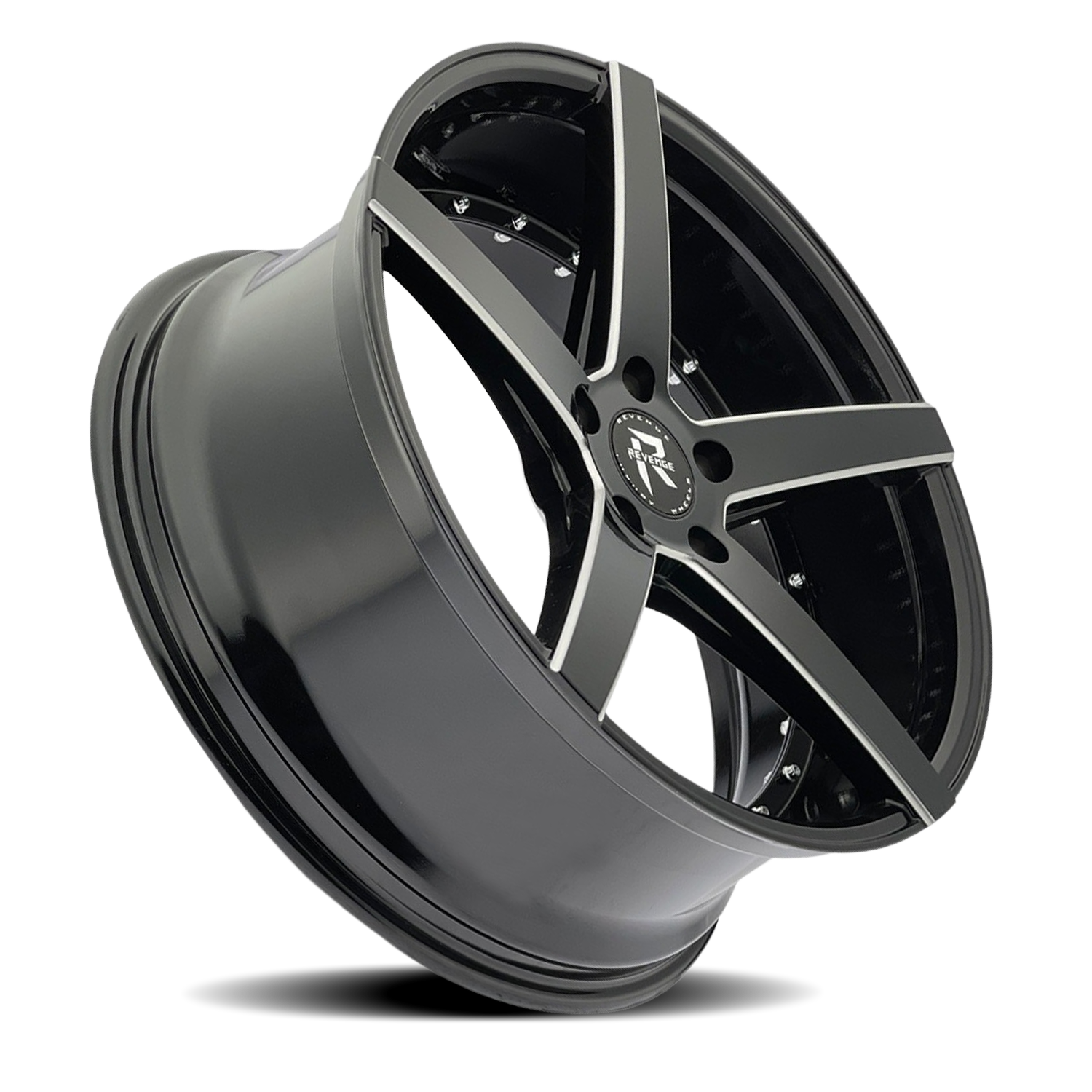REVENGE LUXURY RL-103 20X8.5 35 5X114.3 BLACK MILLED WINDOWS