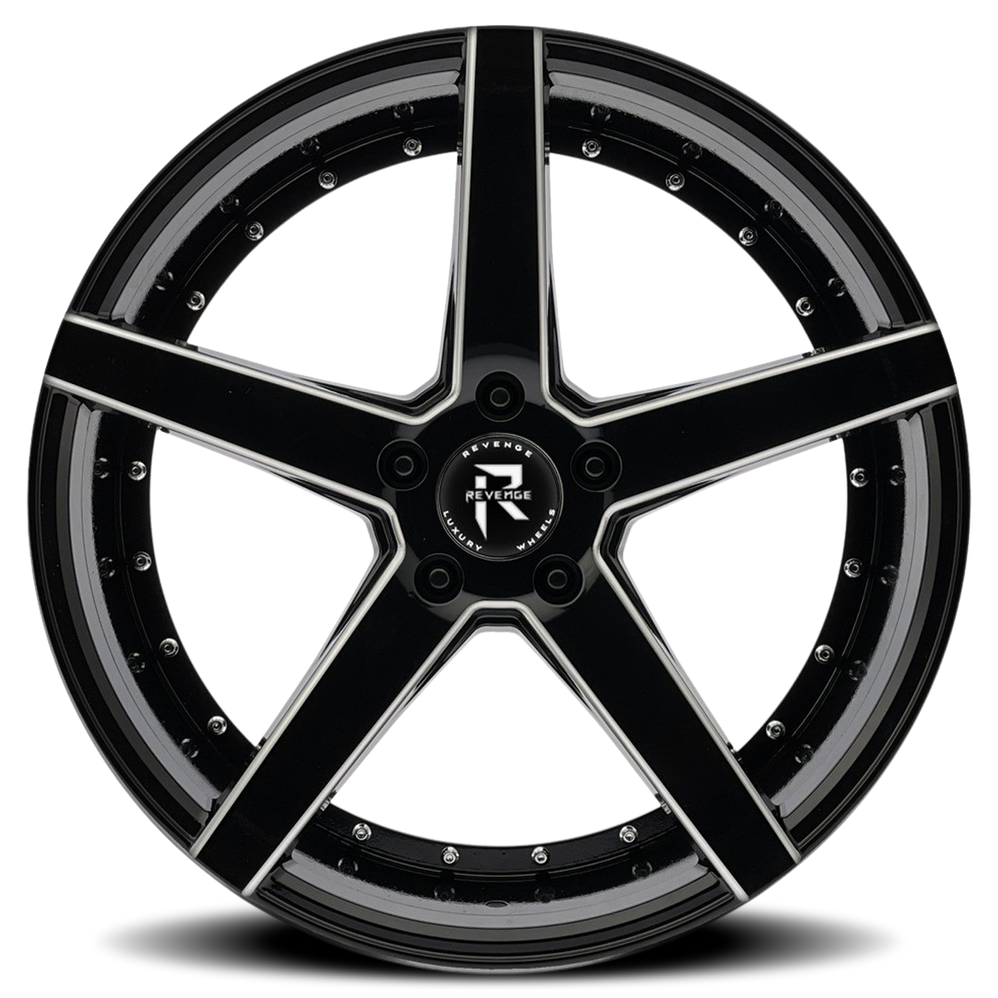 REVENGE LUXURY RL-103 20X8.5 35 5X114.3 BLACK MILLED WINDOWS