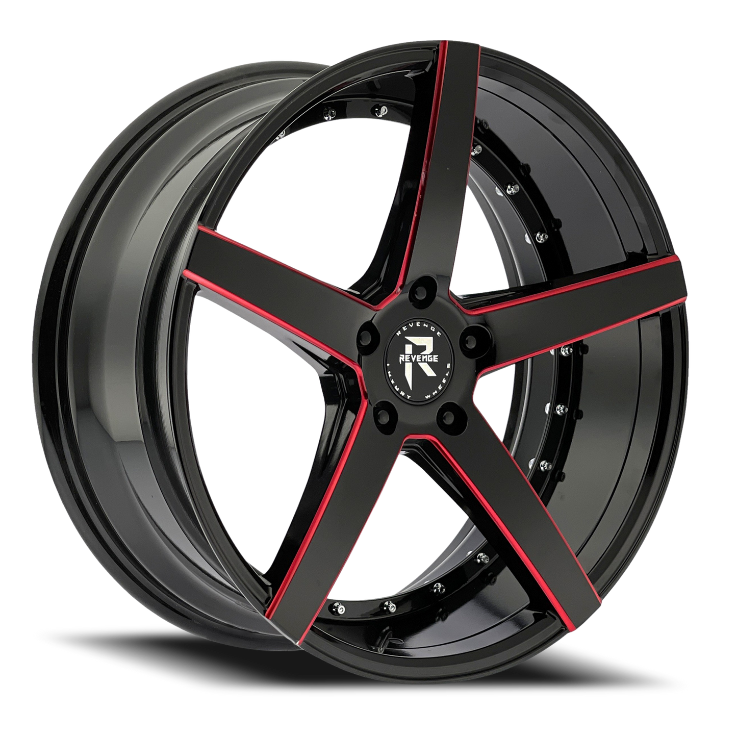 REVENGE LUXURY RL-103 20X8.5 35 5X114.3 BLACK RED MILLED