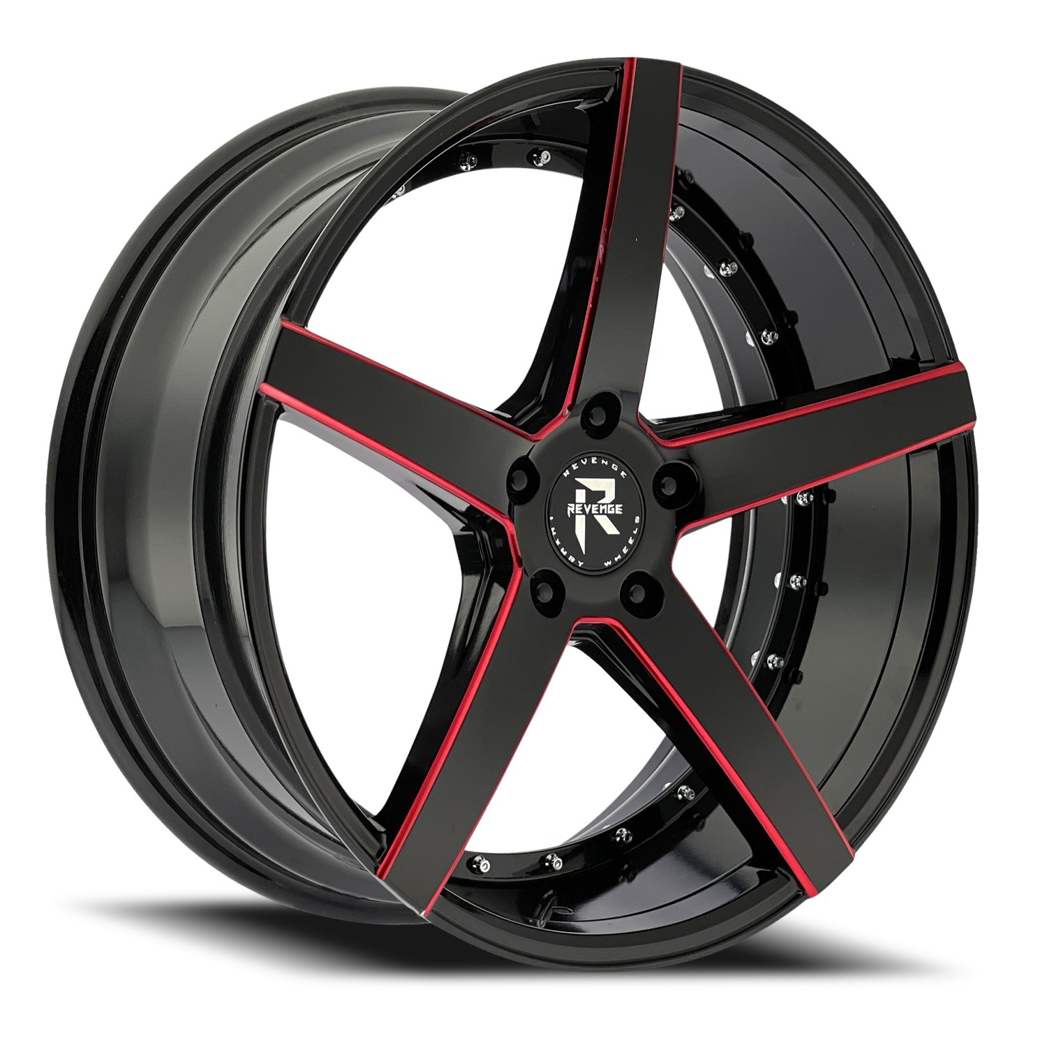 REVENGE LUXURY RL-103 20X8.5 35 5X114.3 BLACK RED MILLED