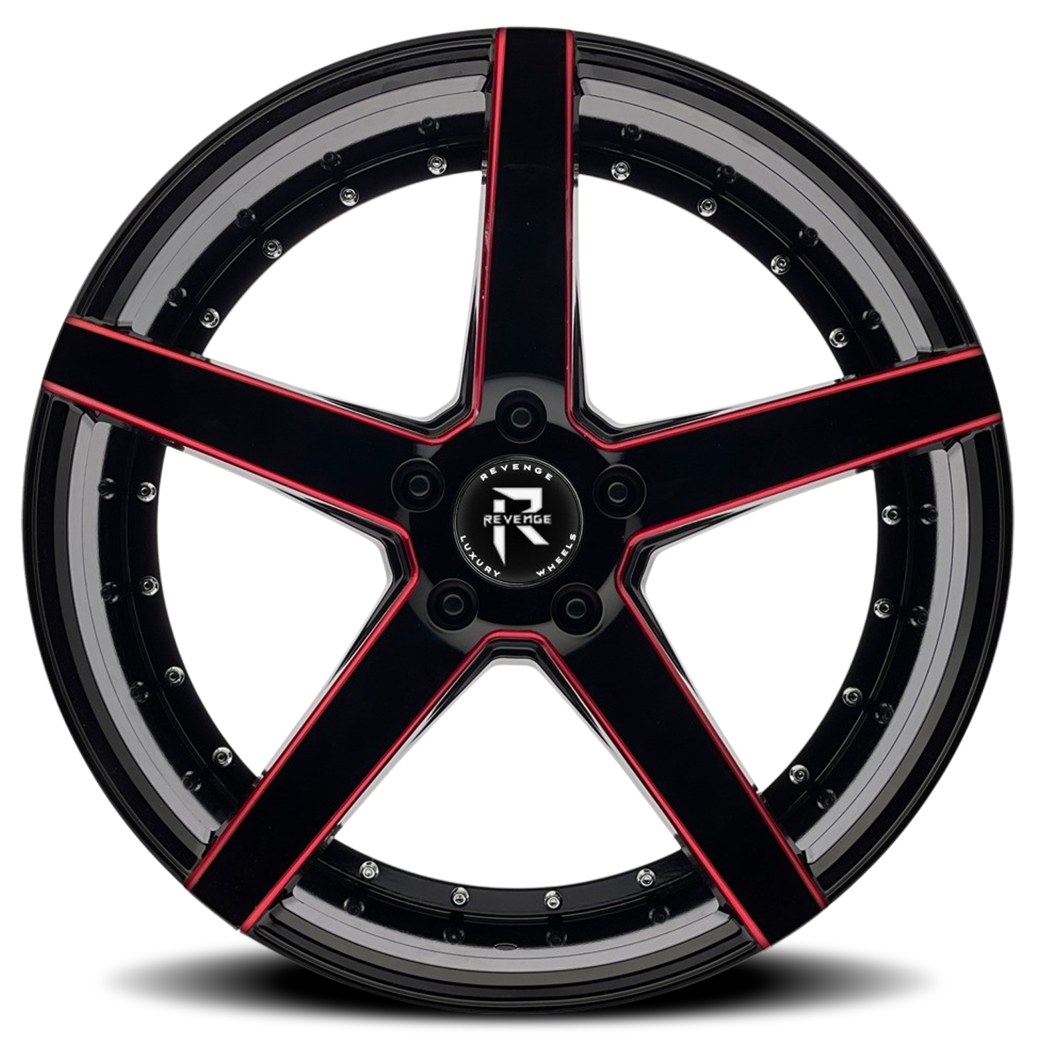 REVENGE LUXURY RL-103 20X8.5 35 5X114.3 BLACK RED MILLED