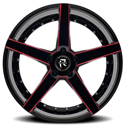 REVENGE LUXURY RL-103 20X8.5 35 5X114.3 BLACK RED MILLED