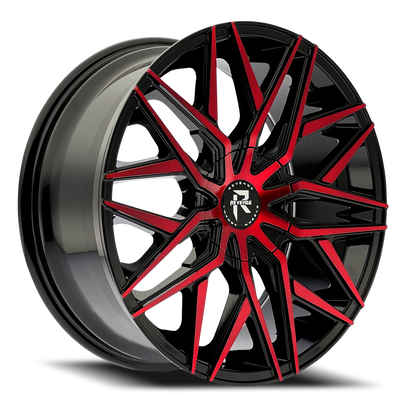 REVENGE LUXURY RL-104 18X8 35 5X108/5X114.3 BLACK RED FACE